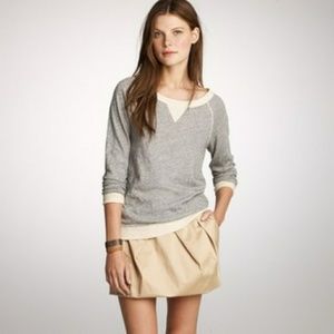 J.Crew Luxe Grey and Cream Baseball Tee